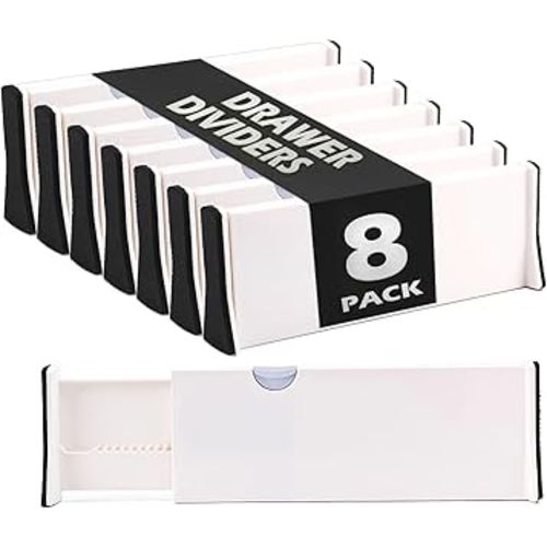 Kingrol 8 Pack 11-17 Inch Adjustable Drawer Organizers, Expandable Drawer Divider with Non-Slip End, Household Separators for Kitchen Utensils Dressers Clothes Craft Office Supplies