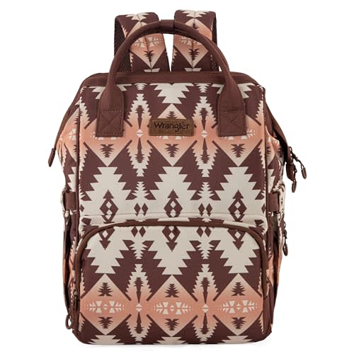 Montana West Wrangler Diaper Bag Backpack Aztec Travel Backpack Purses Western Multi-Function Baby Bags for Mom with Waterproof Insulated Pockets
