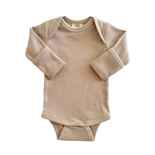Desert Tan / Organic Ribbed Long Sleeve Bodysuit