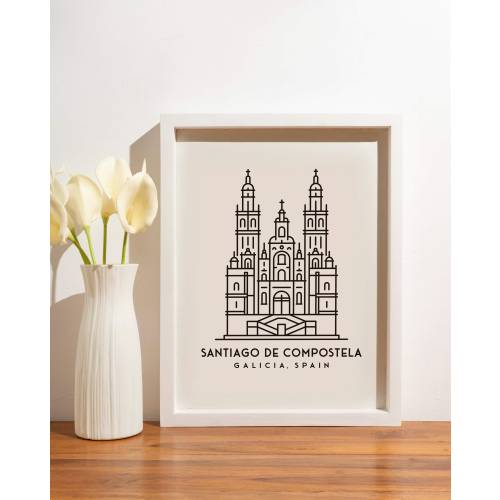 Santiago de Compostela Cathedral Print: Minimalist Line Art