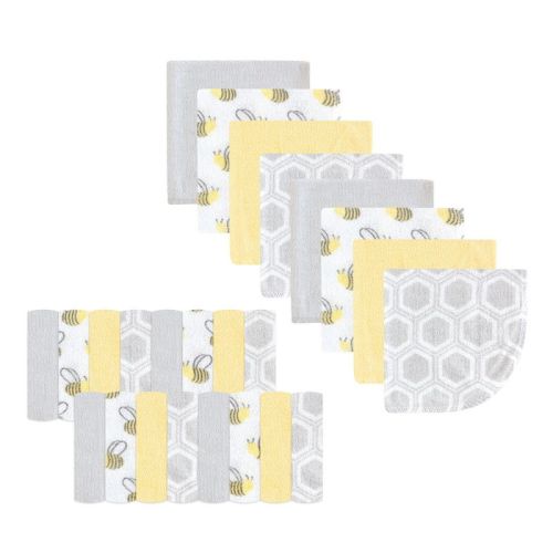 Luvable Friends Baby Unisex Super Soft Bundle Washcloths, Bee, One Size