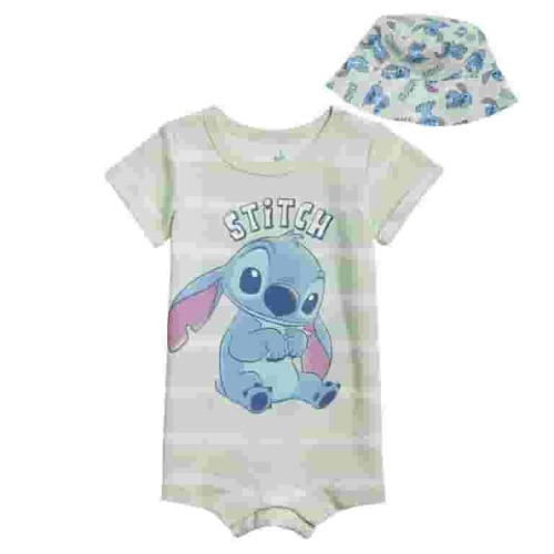 Disney Lilo & Stitch Infant Baby Boys Romper and Hat Newborn to Infant