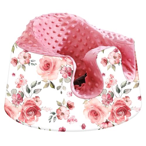 Seat Cover Compatible with Bumbo Seat and Nuby Seat, Breathable and Removable Baby Bumbo Seat Cover, Baby Floor Seat Cover for Baby Girls Boys (Pink Floral)