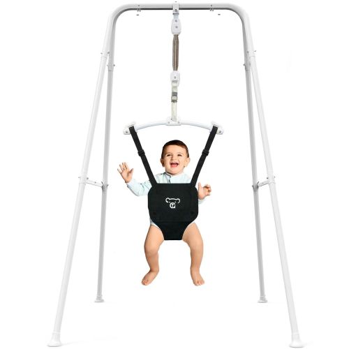Baby Jumper with Stand, Baby Bouncer&Baby Jumper Activity Center, Baby Exerciser for Girl/Boy, Infant Ideal Gift, White