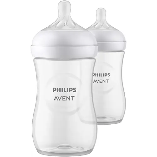 Philips AVENT Natural Baby Bottle with Natural Response Nipple, Clear, 9oz, 2pk, SCY903/02
