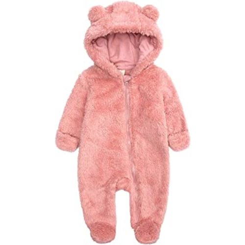 Newborn Baby Jumpsuit Hooded Fleece Rompers Long Sleeve Onesies Outwear Outfits
