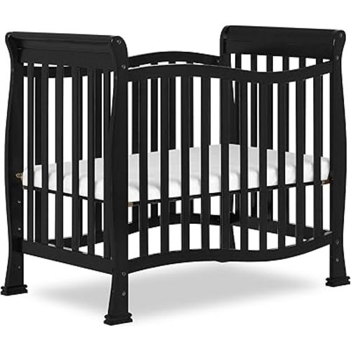 Dream On Me Violet 4-In-1 Convertible Mini Crib In Black, Greenguard Gold Certified, JPMA Certified, 3 Position Mattress Height Settings, Non-Toxic Finish