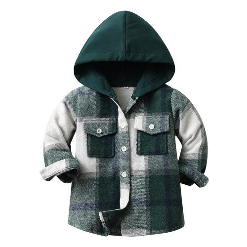 JLFKNG Boys Shirts Classical Lattice Printed T-shirts With Pockets Long Sleeve Pullover Child's Daily Wear