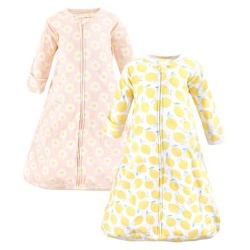 Hudson Baby Infant Girl Cotton Long-Sleeve Wearable Sleeping Bag, Sack, Blanket, Lemon Daisy Long Sleeve, 18-24 Months