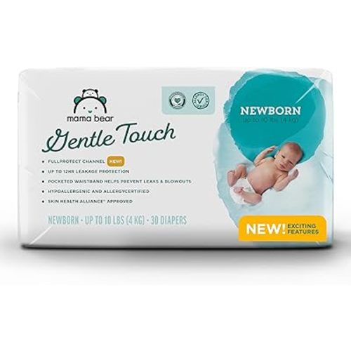 Amazon Brand - Mama Bear Gentle Touch Diapers, Size Newborn, 30 Count