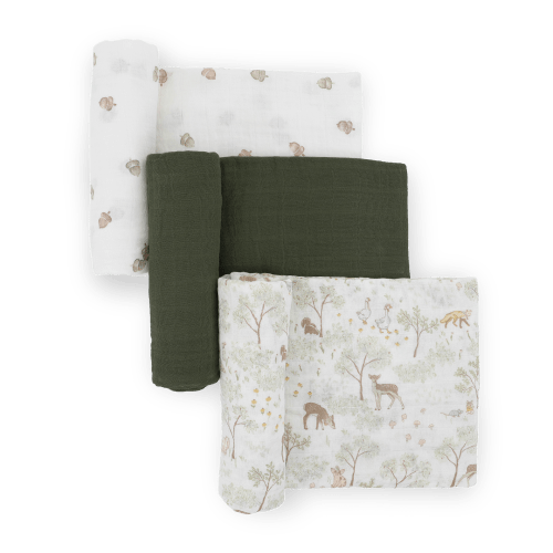 Cotton Muslin Swaddle Blanket 3 Pack - Woodland Friends