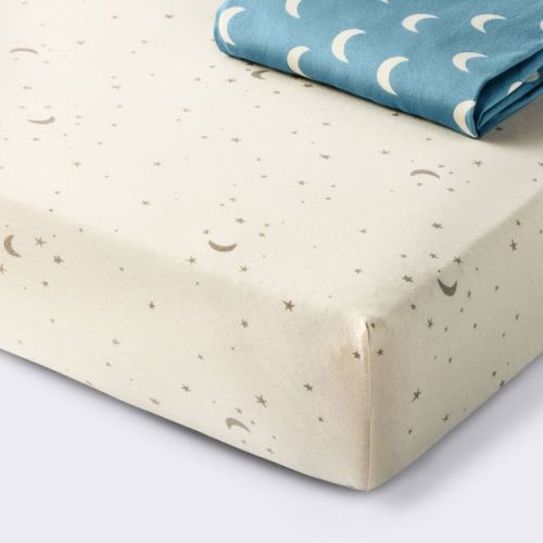 Fitted Jersey Crib Sheet - Moon Stars - 2pk - Cloud Island™