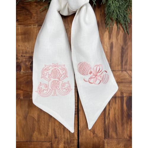 Baby Rattle Wreath Sash for Girl with Vintage Vine Monogram