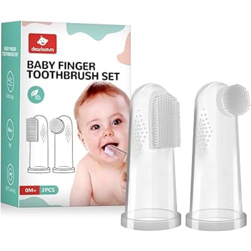 dearlomum Baby Finger Toothbrush for Training Teething, Newborns Toddler Silicone Baby Toothbrush,Baby Oral Cleaner Massager,2PCS
