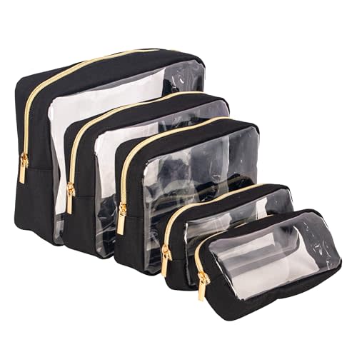 Remobia Hicol TSA Approved 5-Piece Diaper Bag Organizer Pouch Set Clear Waterproof TPU Kids Toiletry Storage Set Travel Packing Clutch Cube Bags for Baby Nursing
