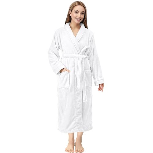NY Threads Premium Women's Robe Plush Soft Long Bathrobe Warm Fleece Shawl Collar Spa Robe