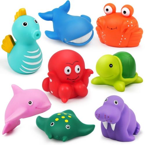 Lotfancy Bath Toys For Infants Toddlers Kids 1-3, 8pcs Mold Free No Holes Ocean Sea Animal Bathtub Toys
