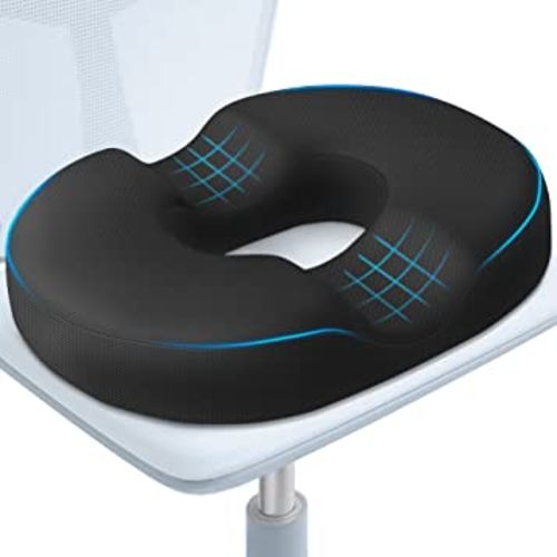 Donut Pillow Seat Cushion,Donut Chair Cushions for Postpartum Pregnancy & Hemorrhoids,Tailbone Pain Relief Cushion,Memory Foam Seat Cushions for Office&Home Chairs (Black)