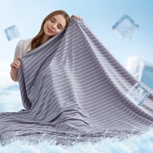 INGEROOM Cooling Blanket for Night Sweats Decorative - Stay Cool and Comfortable All Night Long, Cooling Blankets for Hot Sleepers,Lightweight Sofa Throw Blanket for Bed, Grey Twin (60''x80'')