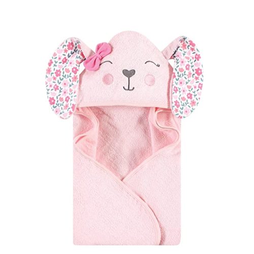 Hudson Baby Unisex Baby Cotton Animal Face Hooded Towel, Floral Bunny, One Size