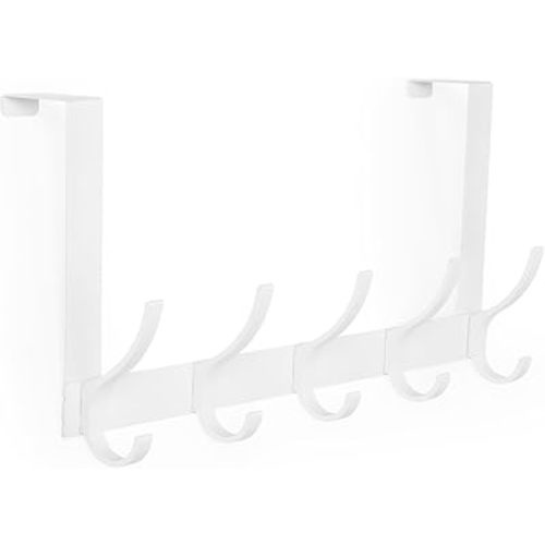 Over The Door Hooks, Door Hanger Hooks for Hanging, Over The Doors Towel Racks for Bathroom with 10 Coat Hook, Coat Rack Bathroom Accessories(1 Pack, White)