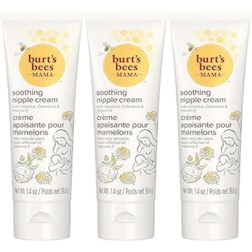 Burts Bees Mama Soothing Nipple Cream with Coconut, Calendula and Vitamin E, 100% Natural Origin, 1.4 Ounces, Pack of 3
