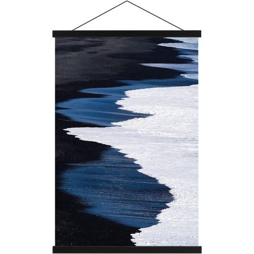 Ywlake Magnetic Poster Hanger, 17x24 17x11 17x22 Poster Frame Wood Wooden Magnet Print Posters Dowel Scroll Hanger Hangers Hanging Kit for Walls Map Canvas Artwork (Black, 17")