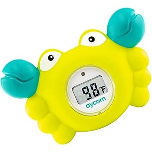 Aycorn Digital Baby Bath Thermometer - Fahrenheit Bath Thermometer Baby Safety - Water & Room Thermometer with LED Display and Temperature Warning - Infant Baby Bath Toys Floating Toy Thermometer
