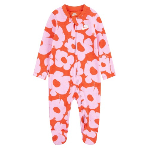 Baby Floral Print Cotton Zip Footie, 6M, Picante Red