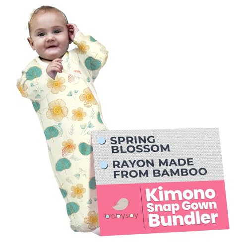 Babysoy Newborn Baby Kimono Wrap Around Snap Sleeper Gown Sack Bundler