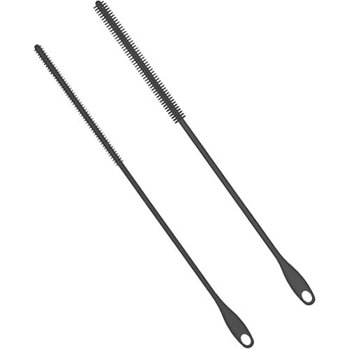 2pcs Silicone Straw Brushes, 6mm+8mm Reusable Hanging Straw Cleaner Brush Extra Long Straw Cleaning Brush Bendable Crevice Brush Pipe Cleaners for Glass Metal Straw (Gray)