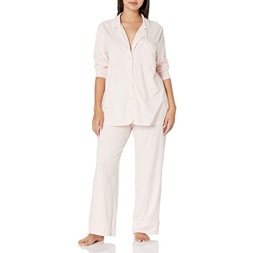 Amazon Essentials womens Cotton Modal Long-Sleeve Shirt and Full-Length Bottom Pajama Set