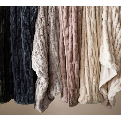 Faux Fur Ruched Throw