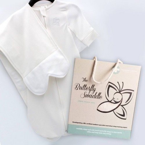 Butterfly 2-in-1 Swaddle and Transitional Sleep Sack - White