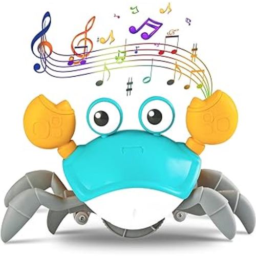 Hirger Crawling Crab Baby Toy: Tummy Time Toys for Infant 3 6 9 12 18 Months - Walking Dancing Crab for Toddler 1 2 3 4 Year Old - Music Birthday Gifts for Girls Boys 3-36 Months
