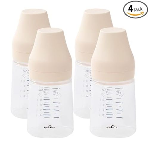 Spectra - Wide Neck Baby Bottles - Compatible with Spectra Breast Milk Pump Flanges (Pack of 4)