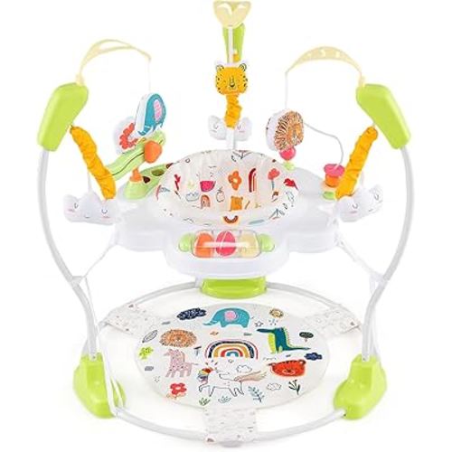 BABY JOY Baby Jumpers and Bouncers, Infant Activity Center with Music Lights Sounds, 360° Rotating Seat and 3 Adjustable Heights, Baby Play and Learning Center for 6-12 Months