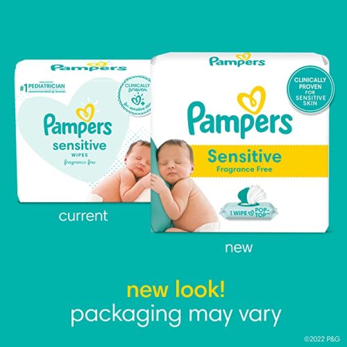 Pampers Sensitive Baby Wipes - Baby Wipes Combo, 1008 Count, Water Based, Hypoallergenic and Unscented (Packaging May Vary) - 84 Count (Pack of 12)