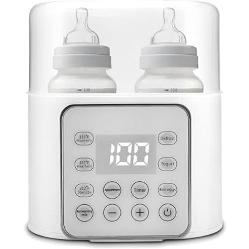 Baby Bottle Warmer 9-in-1 Multifuntion Breast Milk Warmer, Fast Baby Food Heater and Defrost Warmer with Timer for Twins, LCD Display Accurate Temperature Adjustment, 24H Constant Mode