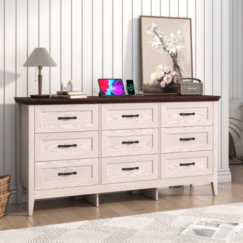 Winston Porter 9-Drawer Dresser With Charging Station | Wayfair