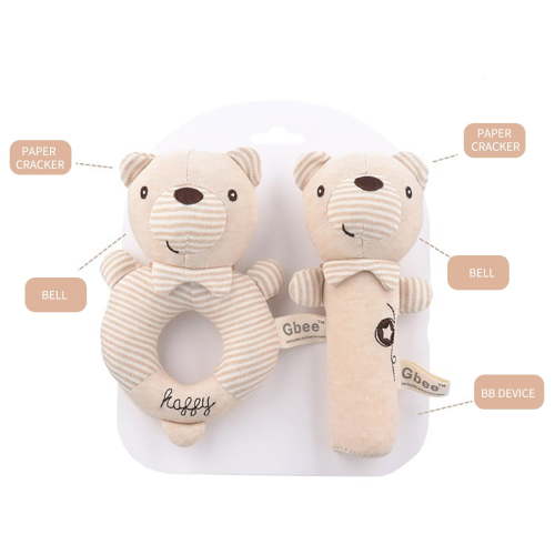 HUMJUSE Soft Rattle Toys For Infant Girl Boy, Newborn Handbell Sensory Travel Accessories, Soft Plush Rattle Stuffed Animal Toy For Baby Toys 0-12 Months