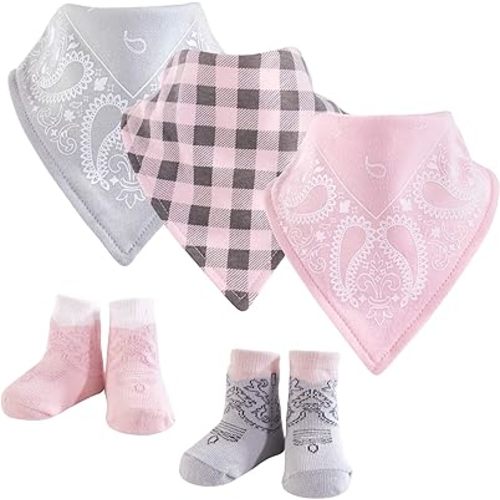 Hudson Baby Unisex BabyCotton Bib and Sock Set