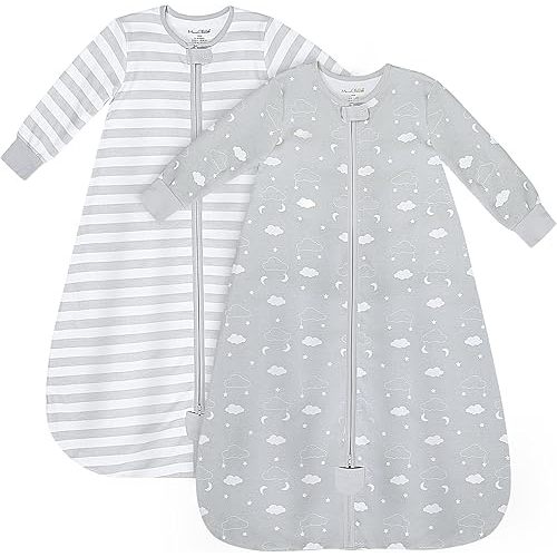 Mama Cheetah Baby Sleep Sack with Sleeves, 0.5 TOG Organic Cotton Wearable Blanket and Two-Way Zipper, Swaddle Transition Long Sleeve Sleeping Bag for Newborn Infant Toddler, 0-6 Months