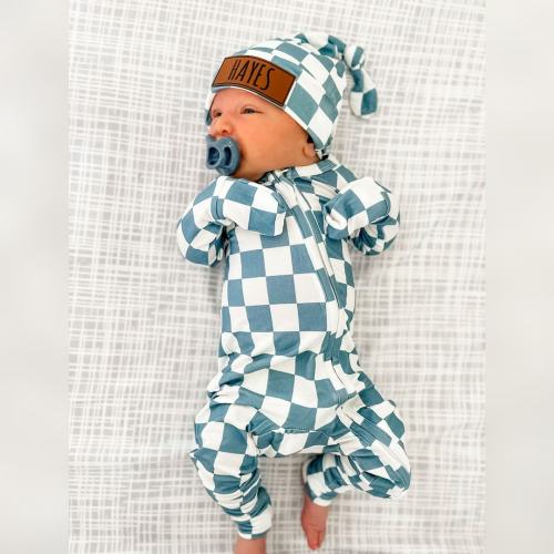 Newborn Baby Outfit | Bamboo Checkerboard | GOKO Baby Zippy | Take Home Outfit | Baby Boy Clothes | Newborn Coming Home Outfit | Baby Girl