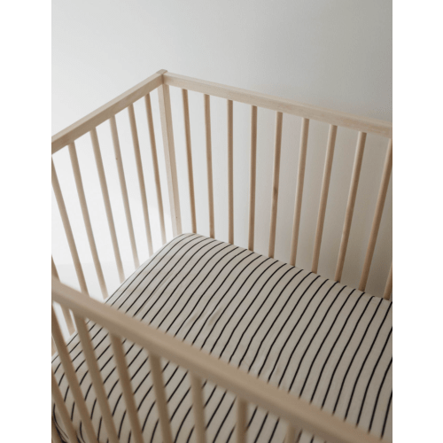 Muslin Crib Sheet | Grey & Black Stripe