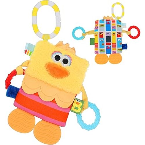 KIDS PREFERRED Sesame Street Big Bird Tug & Tag Plush Sensory Toy for Newborns