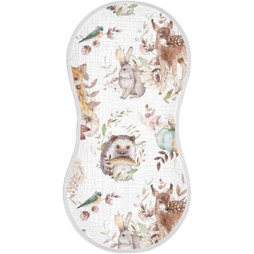 Woodland Animals Muslin Burp Cloth for Baby Washcloths Cotton Burping Rags 22 x 11 in Soft and Absorbent Newborn Face Towels 4 Pack