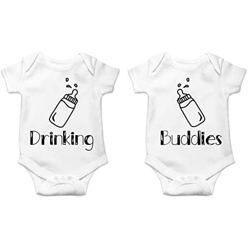 CBTwear Drinking Buddies - Matching Twin Babies - Baby Clothes - Funny Newborn Bodysuit Outfits for Boys and Girls