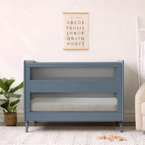 HALO 3-in-1 Convertible Wood Baby Cribs with Mesh Walls