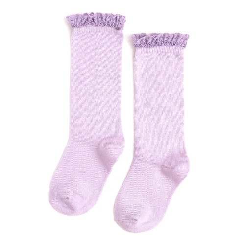 Lilac Lace Top Knee High Socks, 6-18 months
